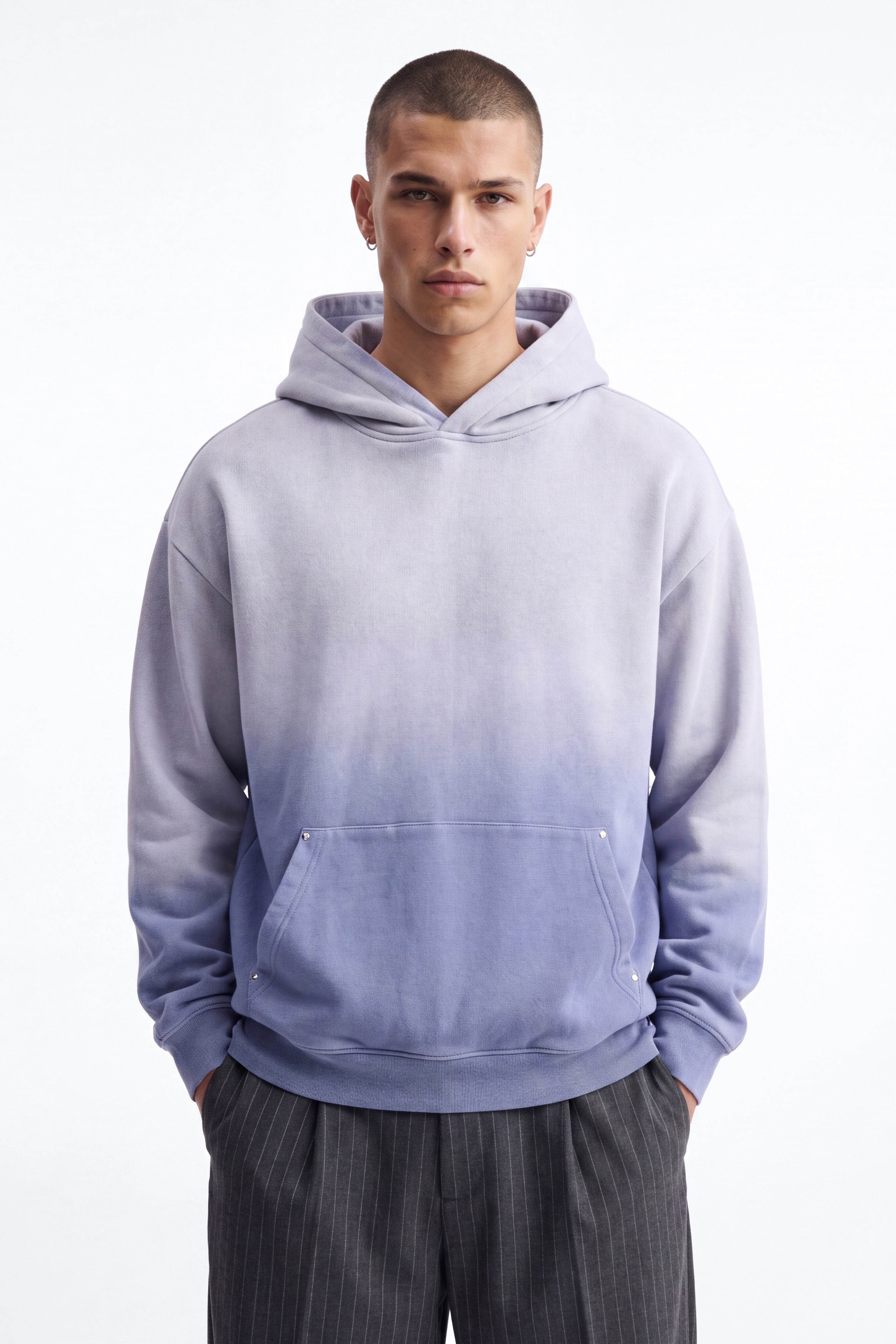 Kane Vintage Studded Oversized Hoodie - Washed Blue image 1