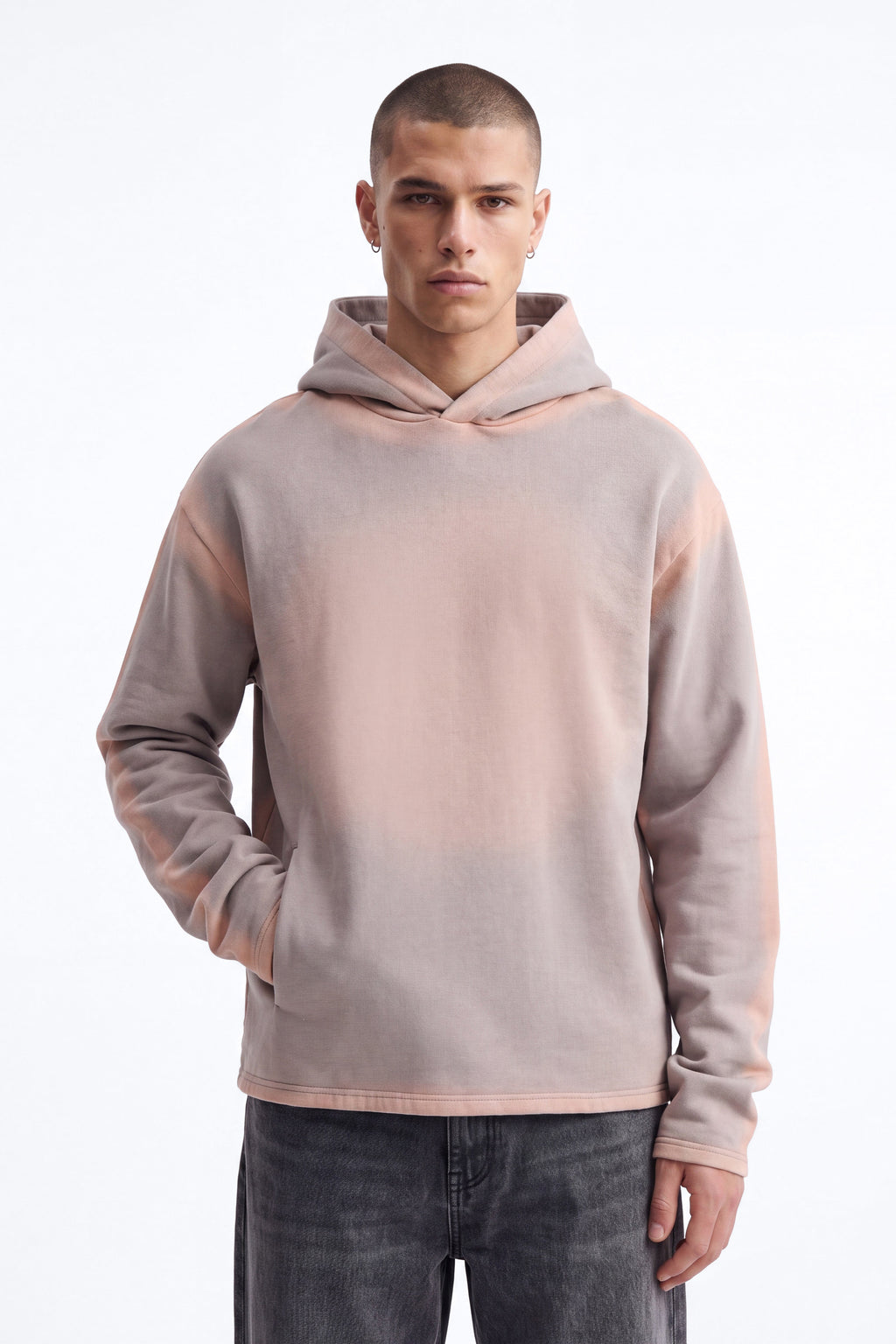 Outline Wash Oversized Hoodie - Grey/combo image 1