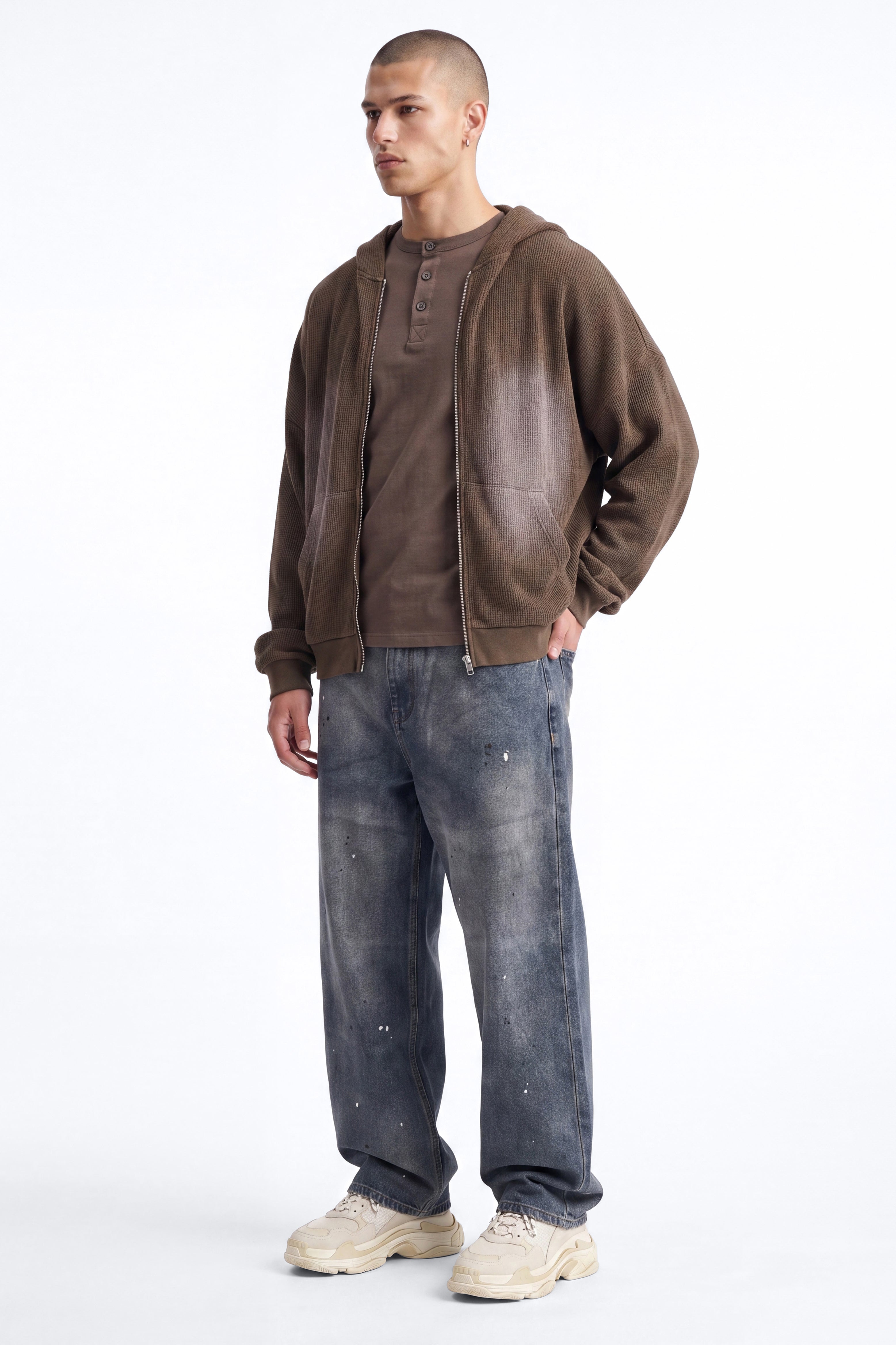 Modern Wash Zip Up Hoodie - Olive image 3