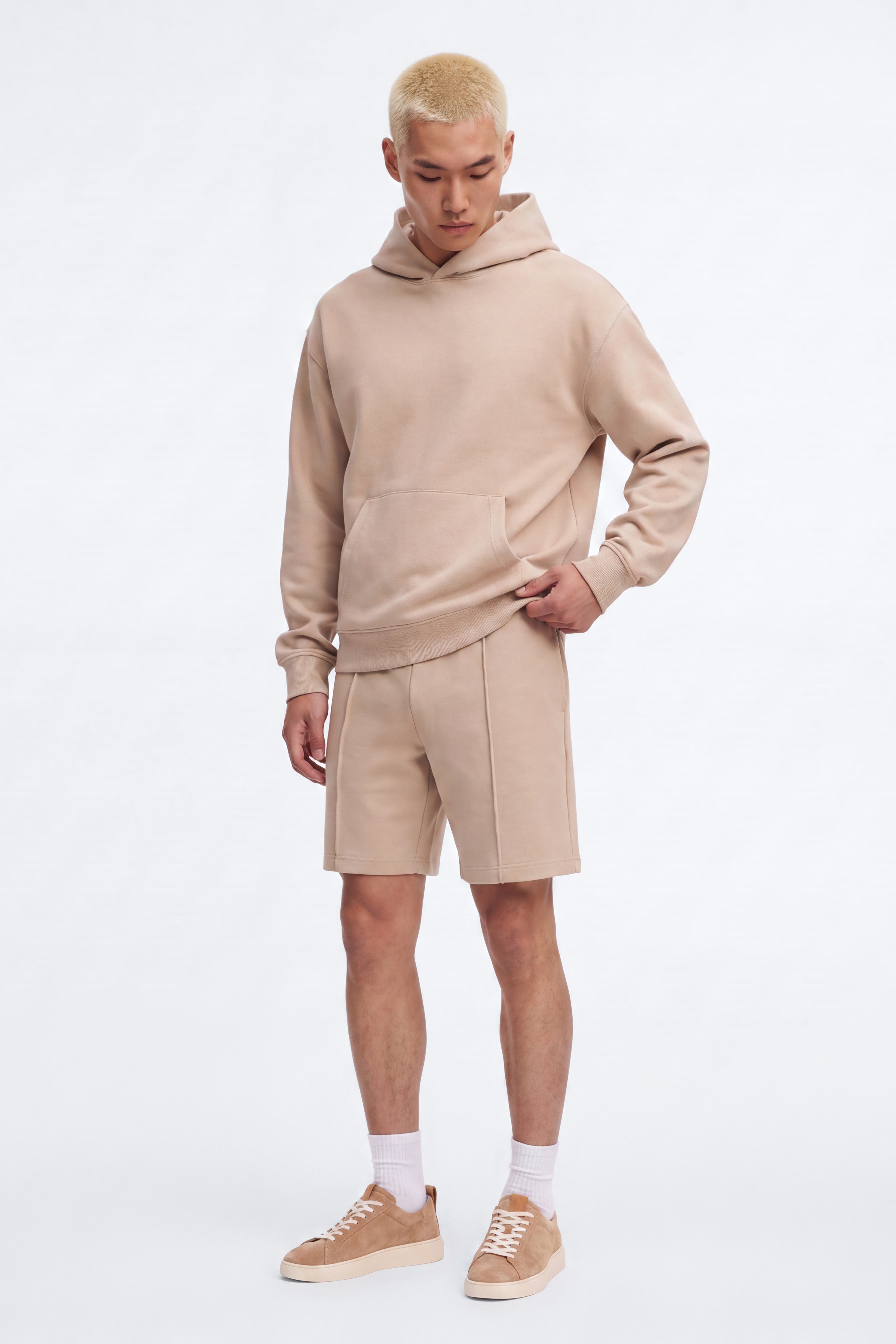 Structured Fleece Hoodie - Tan image 2