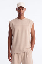 Structured Fleece Muscle Tee - Tan image 1