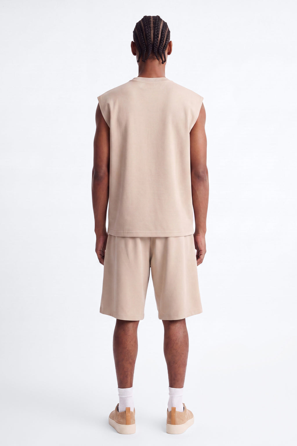 Structured Fleece Muscle Tee - Tan image 4