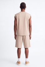 Structured Fleece Muscle Tee - Tan image 4