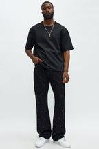 Stacked Slim Flare Wrecked In Jewels Jeans - Black image 2