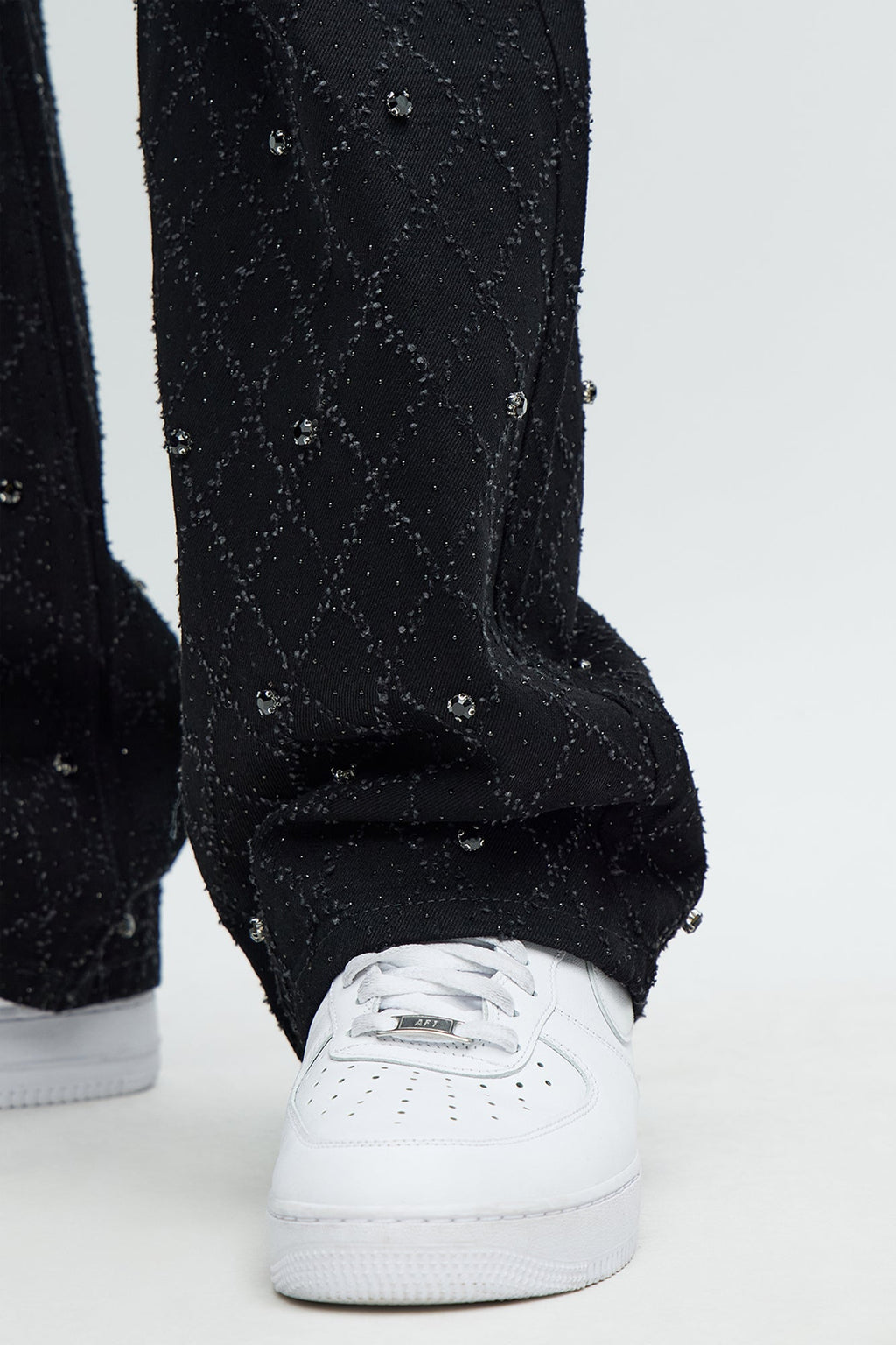 Stacked Slim Flare Wrecked In Jewels Jeans - Black image 3