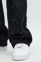 Stacked Slim Flare Wrecked In Jewels Jeans - Black image 3