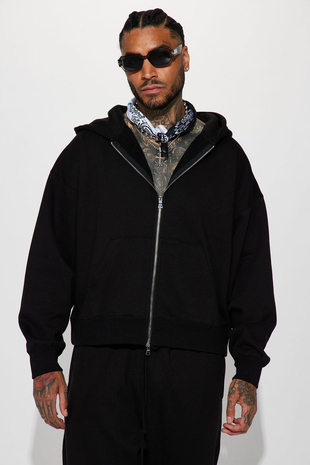 Tyson Oversized Heavyweight Zip Up - Black image 1
