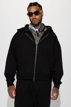 Tyson Oversized Heavyweight Zip Up - Black image 1