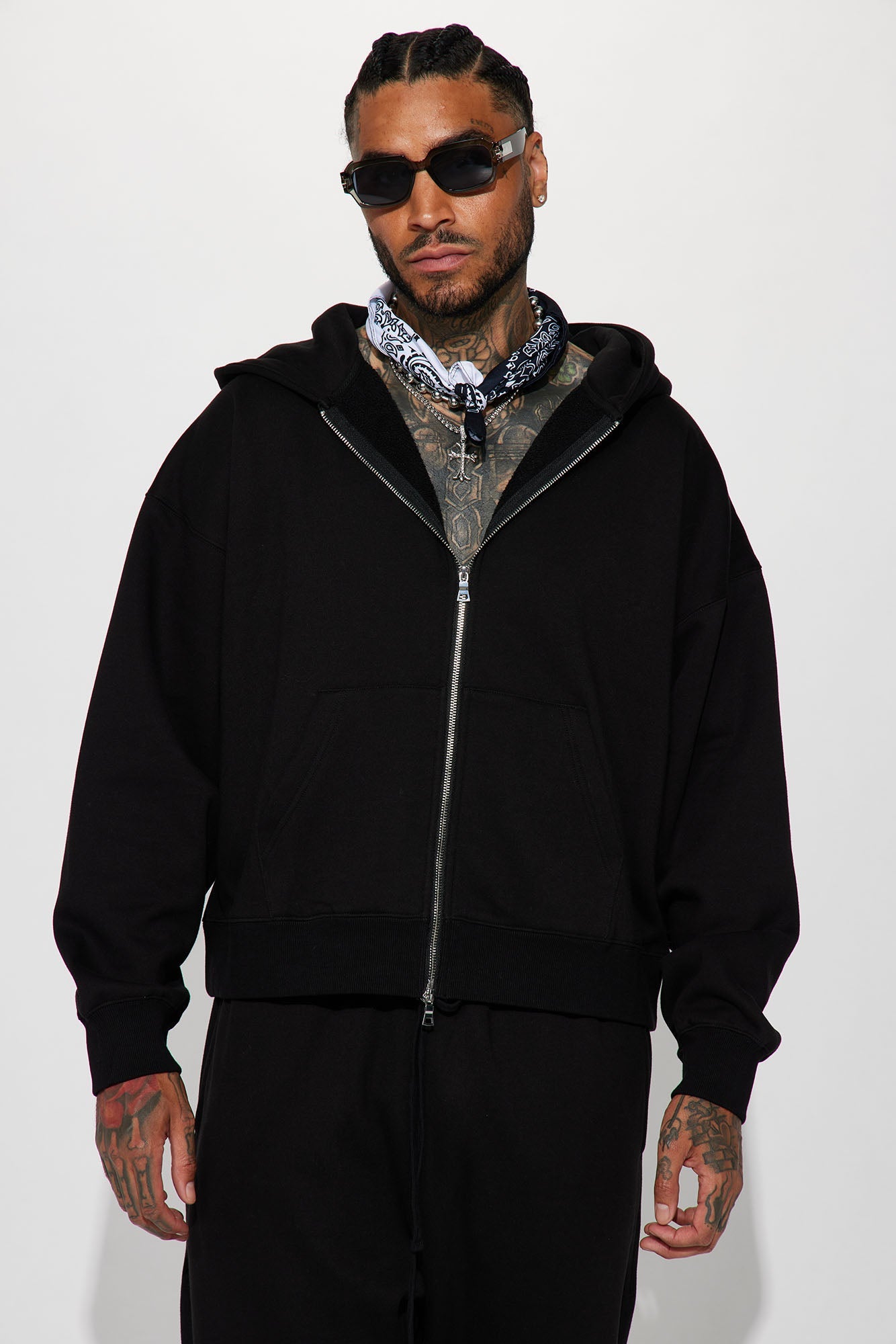 Tyson Oversized Heavyweight Zip Up - Black image 1