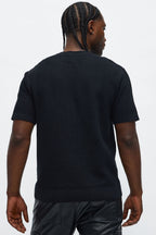 Rib Textured Knit Relaxed Tee - Black image 4