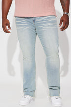 Along Side Zipper Stacked Skinny Flare Jeans - Light Blue Wash image 2