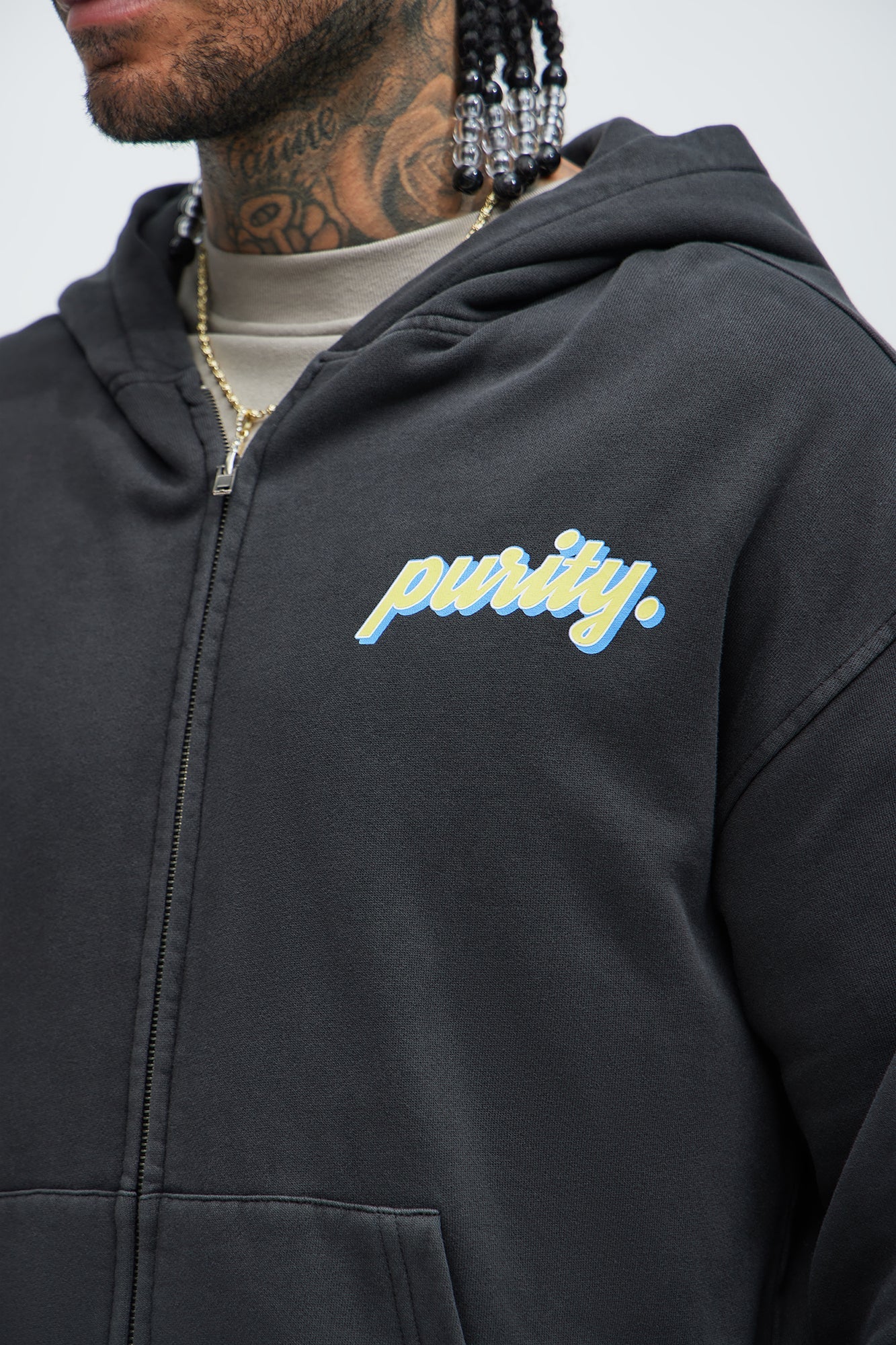 Purity Zip Up Hoodie - Black image 3