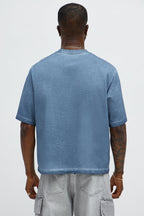 Tinted Wash Boxy Cropped Heavyweight Short Sleeve Tee - Blue image 4