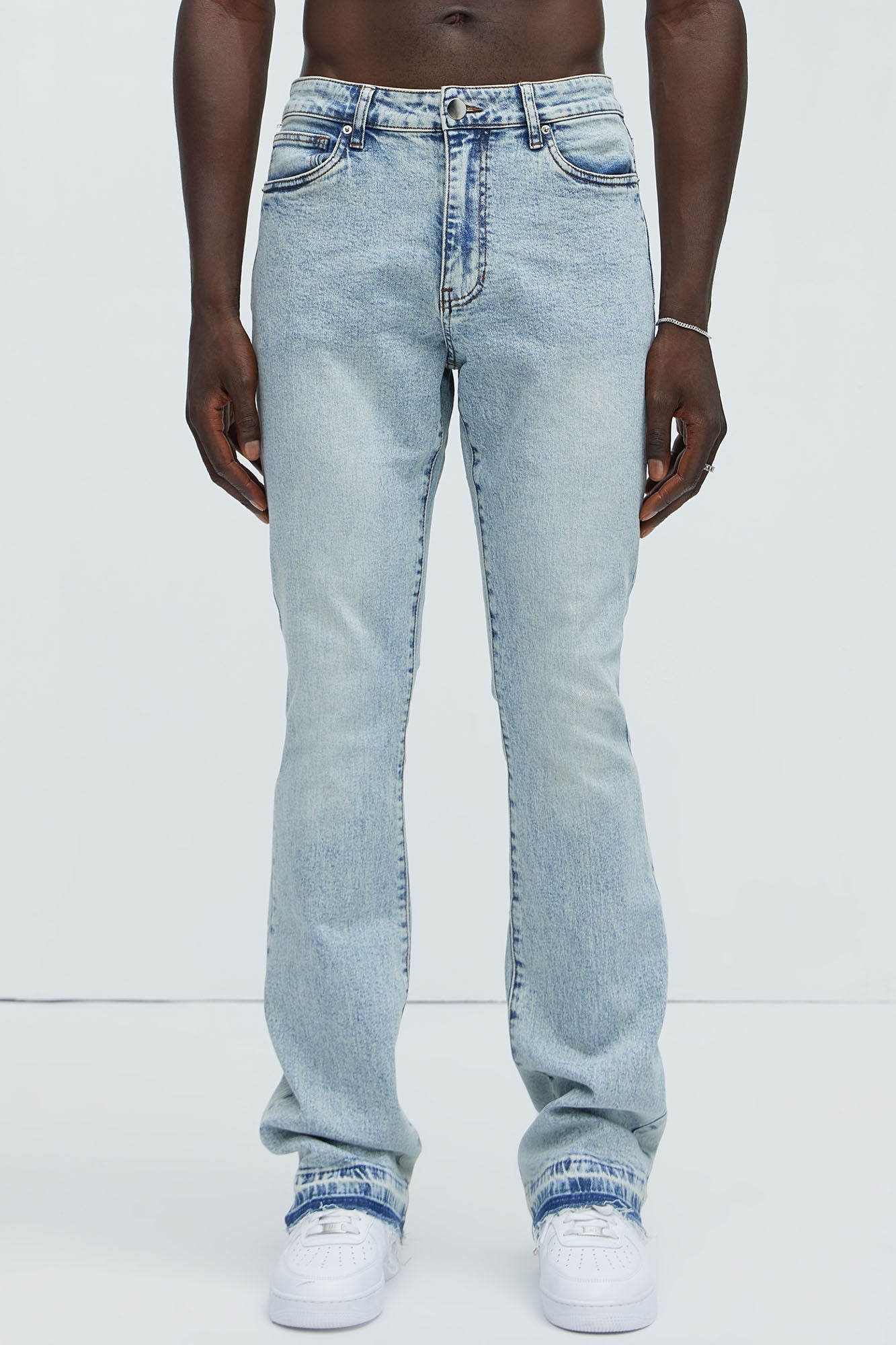 Cornell Stacked Skinny Flare Jeans - Light Wash image 3