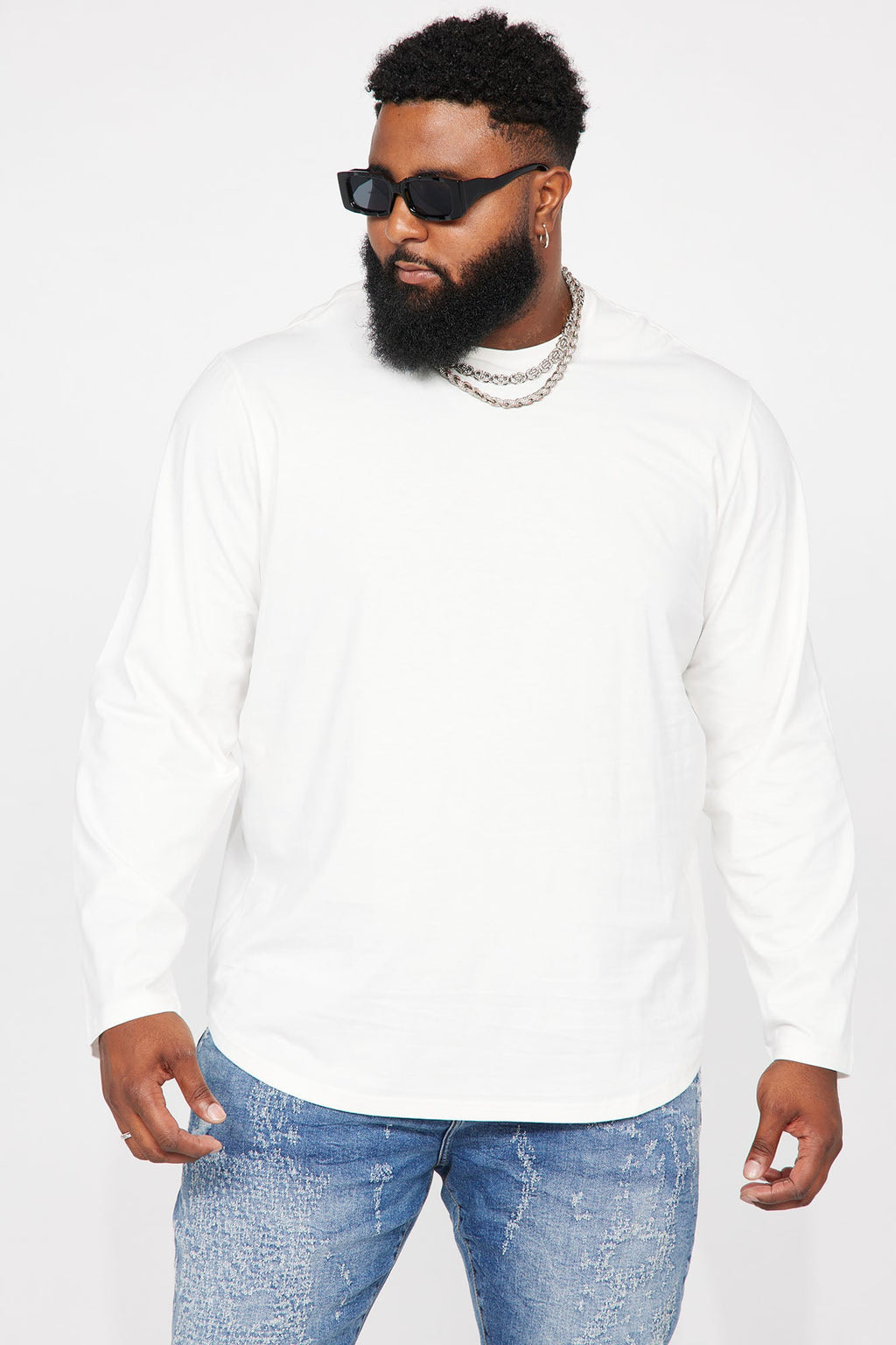 Essential Long Sleeve Scallop Tee - White image 2