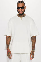 I Like How It Looks Oversized Terry Short Sleeve Tee - White image 1
