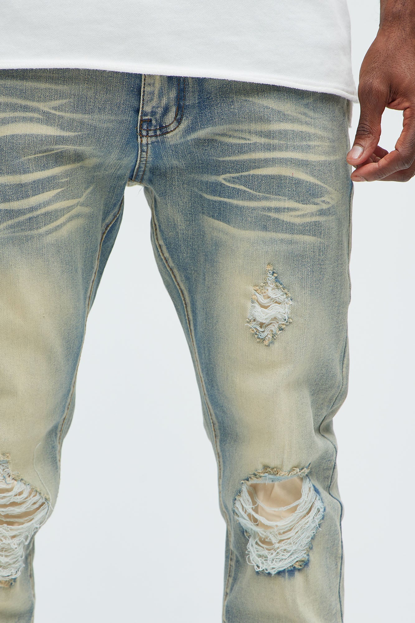 Get With Me Ripped Stacked Skinny Jeans - Vintage Wash image 3