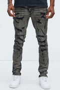 Put You On Spray Painted Stacked Skinny Jeans - Black image 1