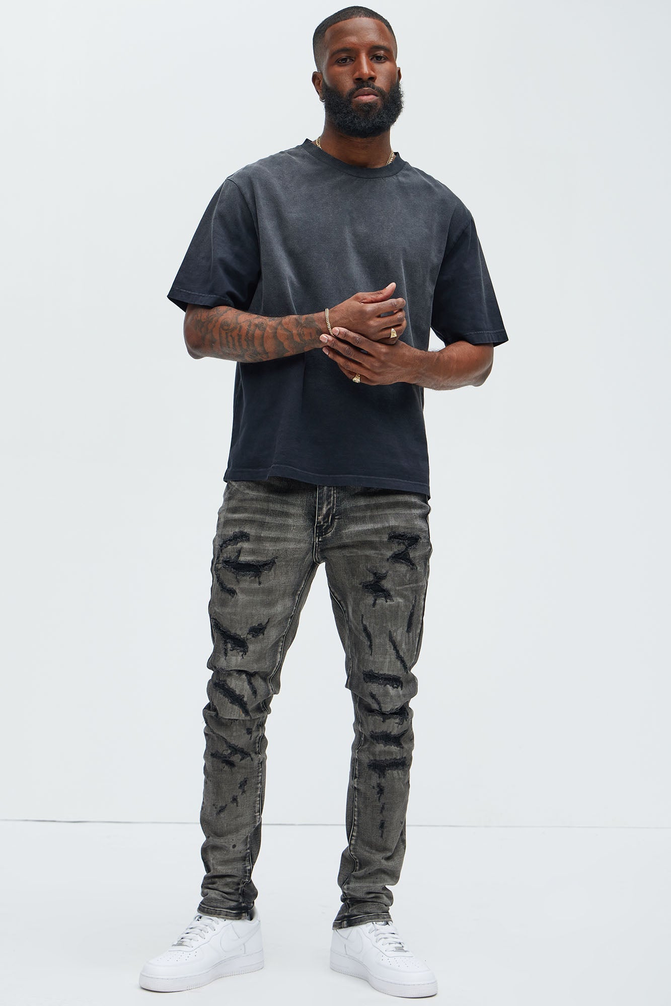 Put You On Spray Painted Stacked Skinny Jeans - Black image 2