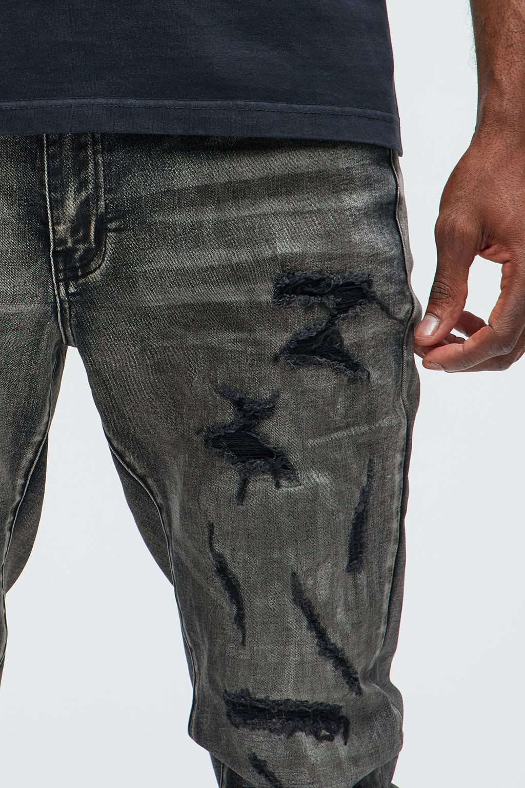 Put You On Spray Painted Stacked Skinny Jeans - Black image 3