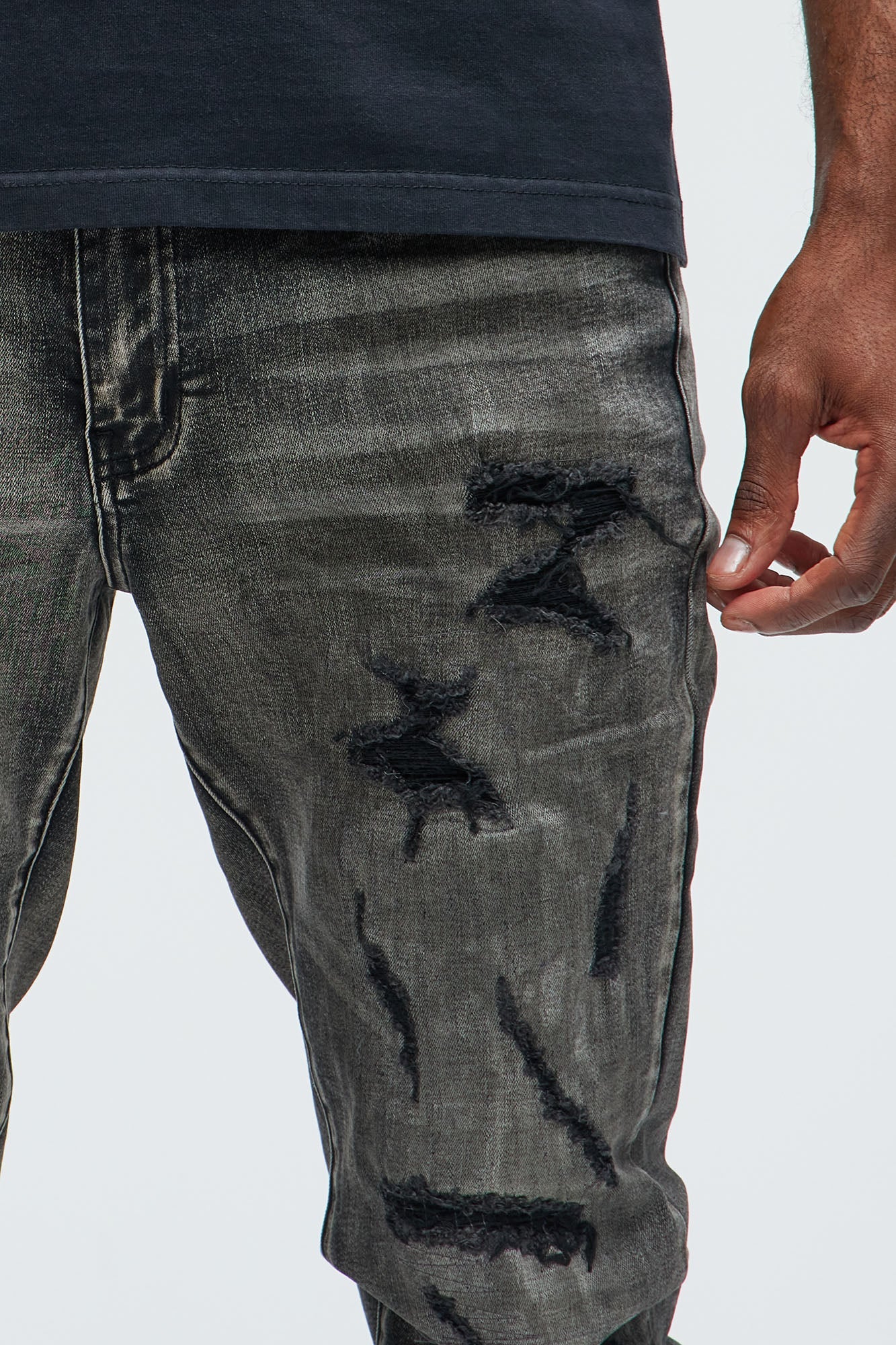 Put You On Spray Painted Stacked Skinny Jeans - Black image 3