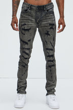 Put You On Spray Painted Stacked Skinny Jeans - Black image 4