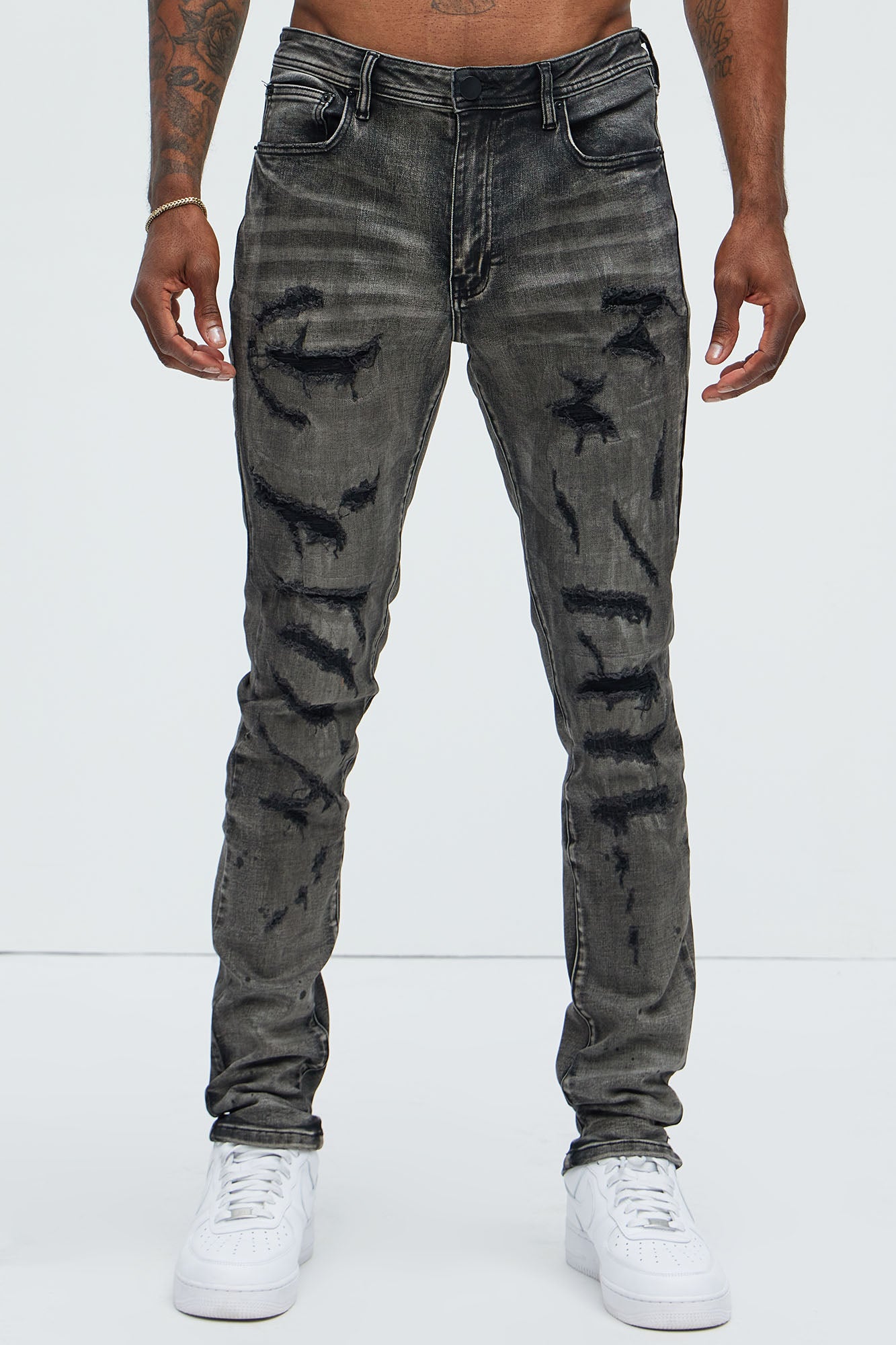Put You On Spray Painted Stacked Skinny Jeans - Black image 4