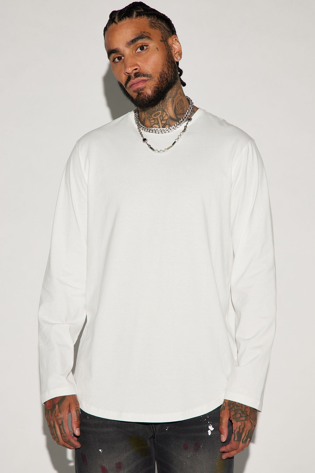 Essential Long Sleeve Scallop Tee - White image 1