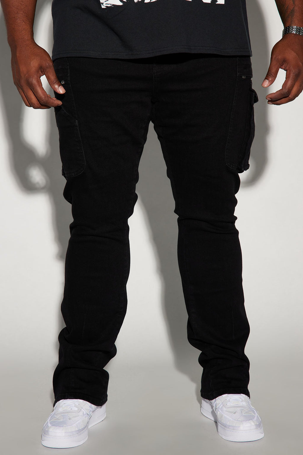 On A Good One Stacked Skinny Flare Jeans - Black image 2
