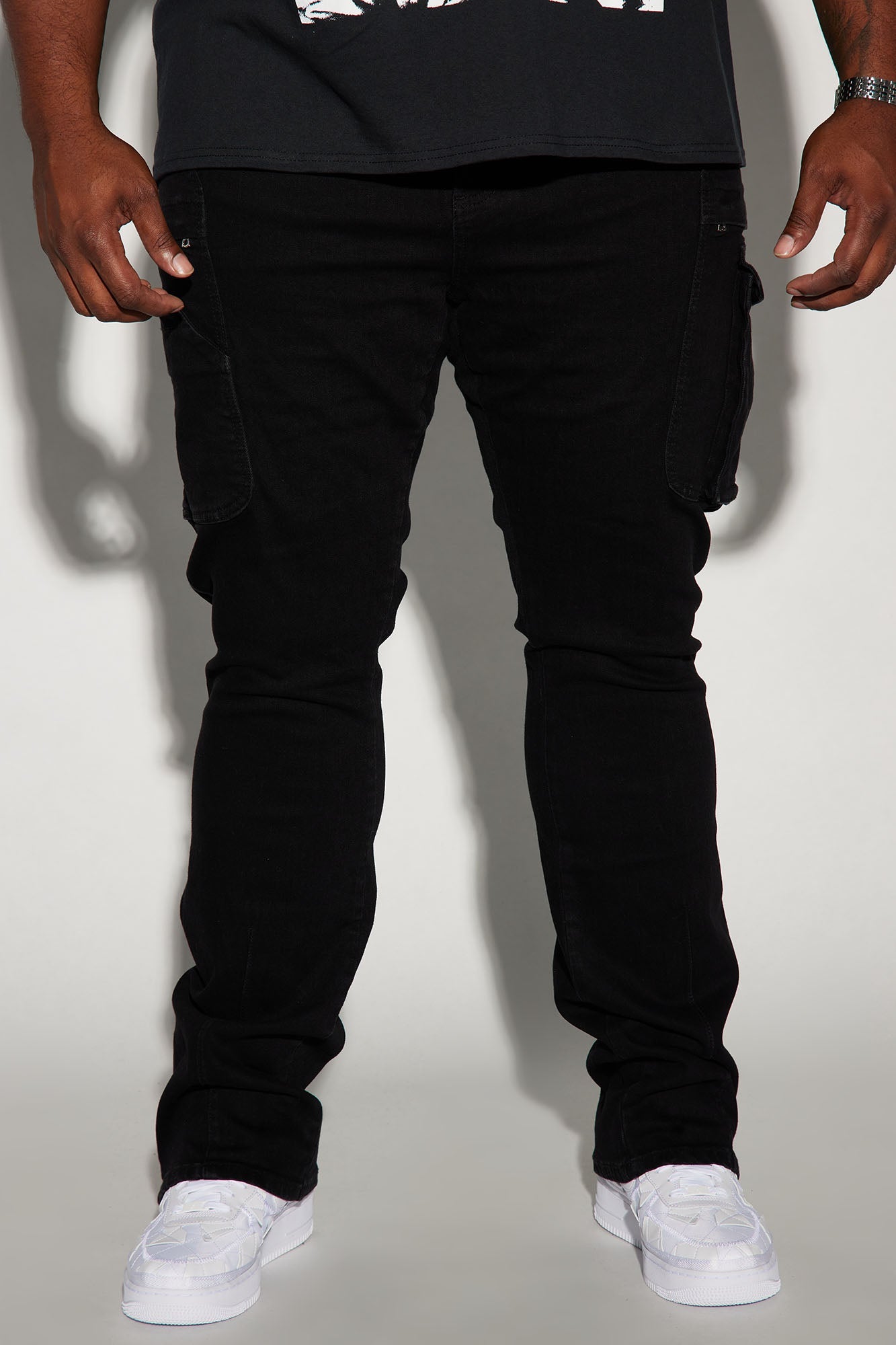On A Good One Stacked Skinny Flare Jeans - Black image 2