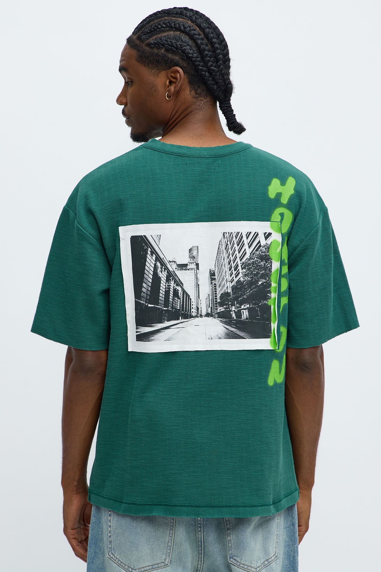 Relaxed H-Town Spray Paint Tee - Hunter Green image 1
