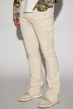 On A Good One Stacked Skinny Flare Jeans - Cream image 1