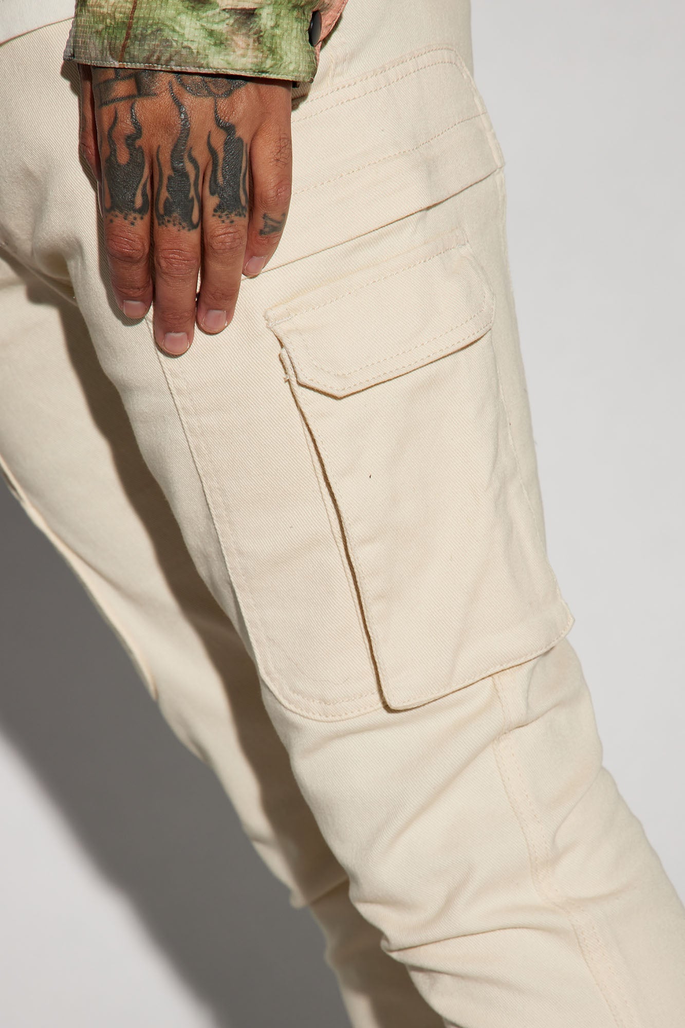 On A Good One Stacked Skinny Flare Jeans - Cream image 4