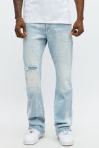 Stacked Skinny Flare Bleach Croc Jean - Light Wash image 1