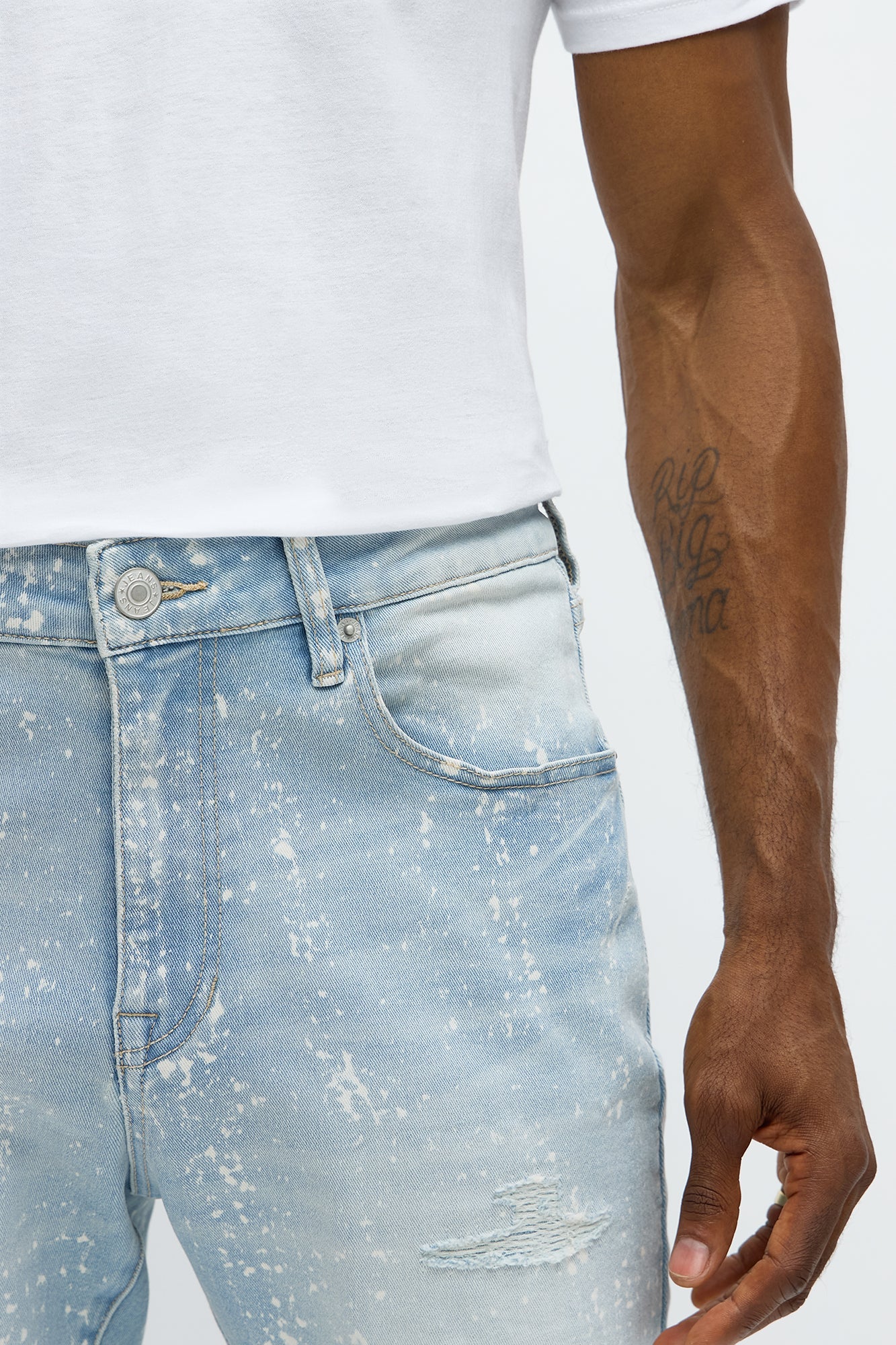 Stacked Skinny Flare Bleach Croc Jean - Light Wash image 4