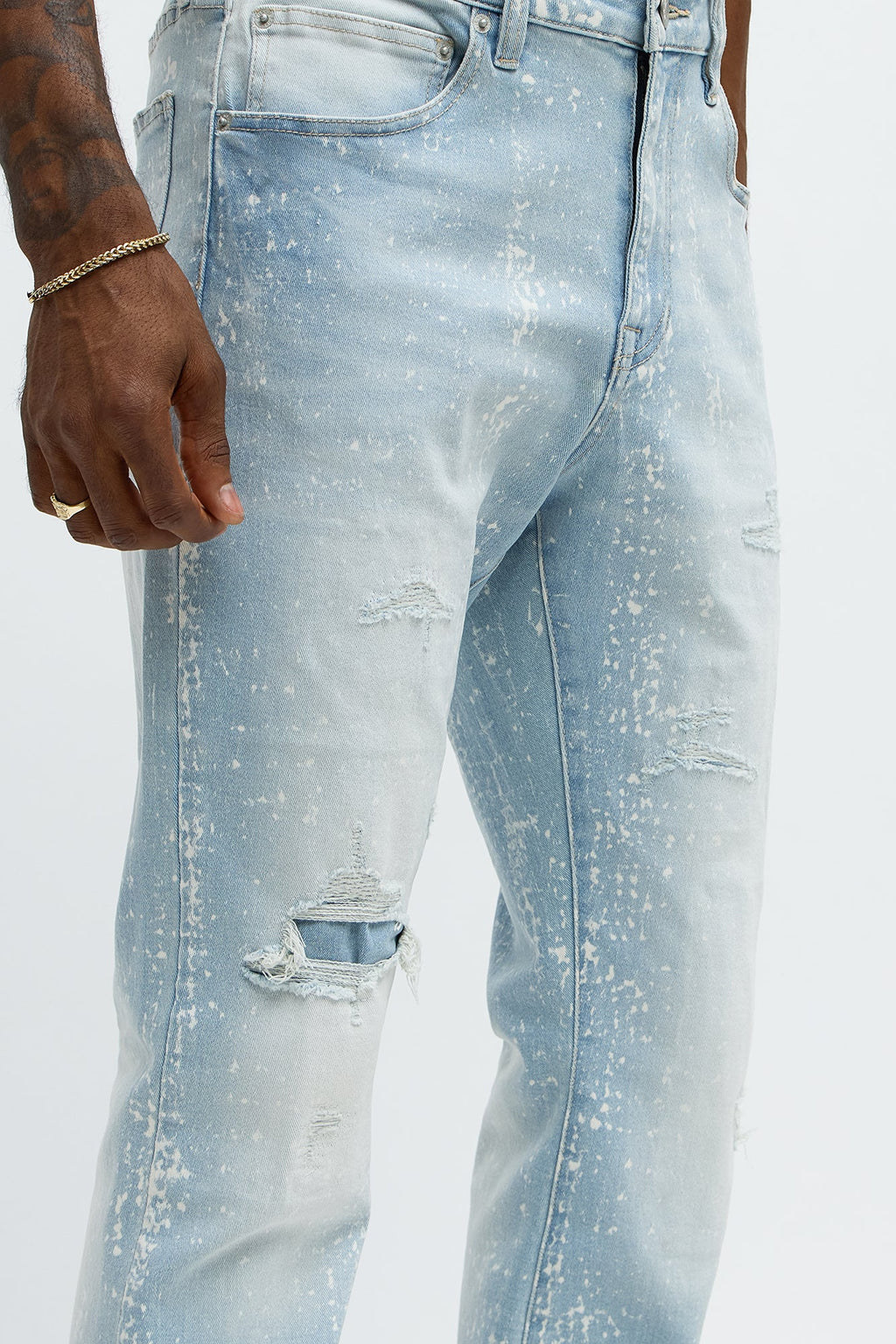 Stacked Skinny Flare Bleach Croc Jean - Light Wash image 3