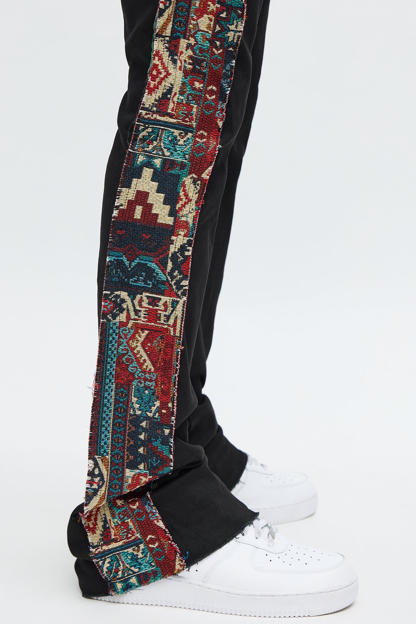 Stacked Slim Flare Hit The Side With Tapestry Jeans - Black image 1