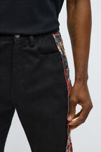 Stacked Slim Flare Hit The Side With Tapestry Jeans - Black image 4
