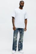 Stacked Skinny Flare Be Brave Be Fearless Embridered Jean - Dark Wash image 1