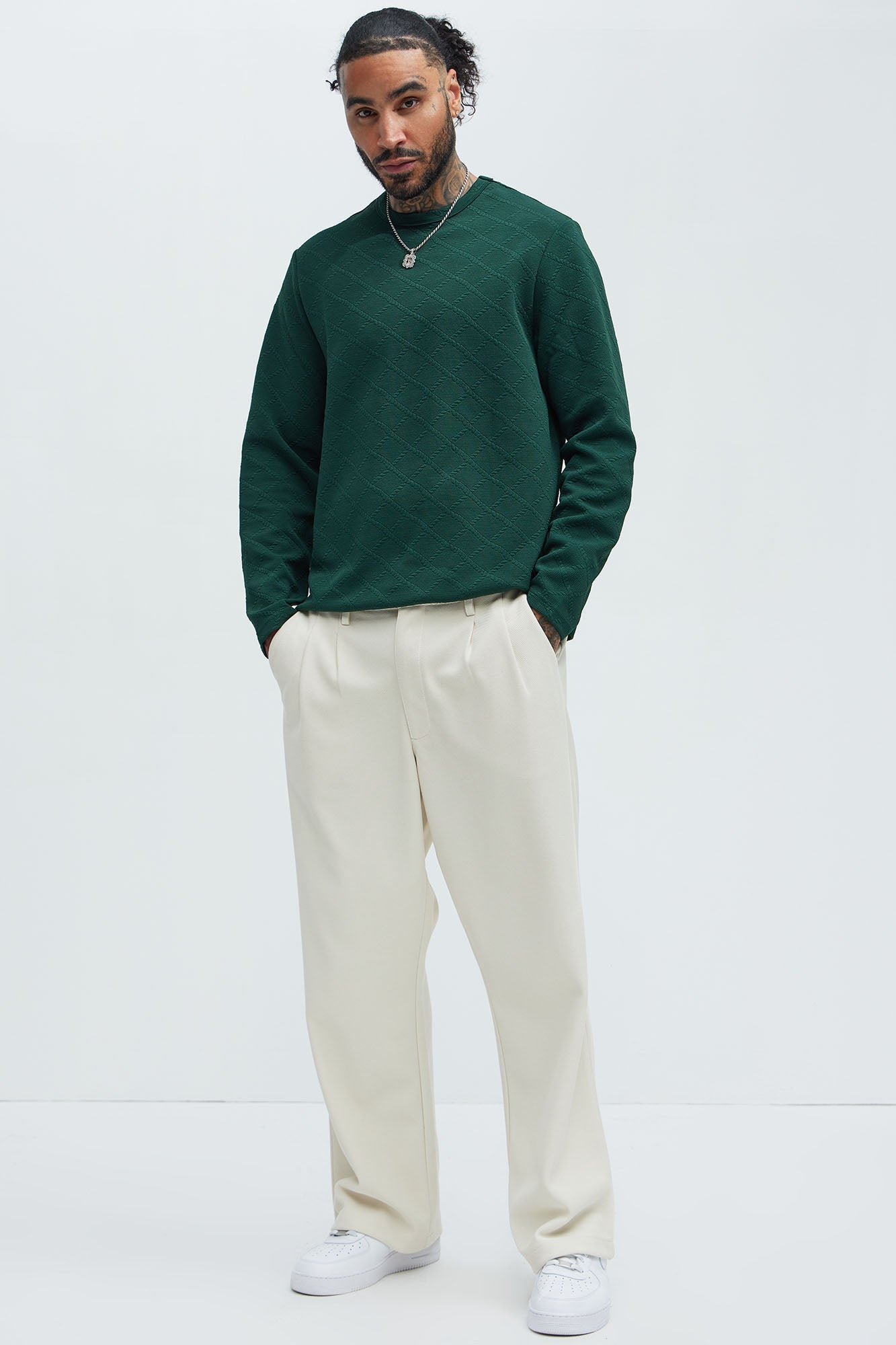 Lingo Textured Long Sleeve Tee - Green image 2