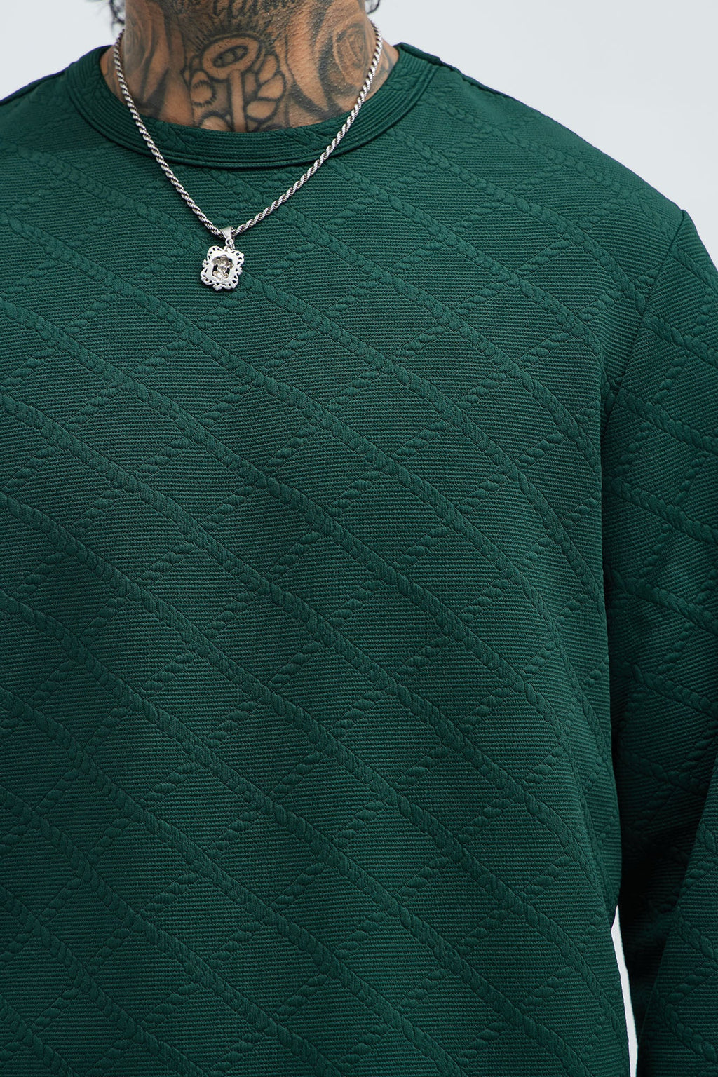 Lingo Textured Long Sleeve Tee - Green image 3