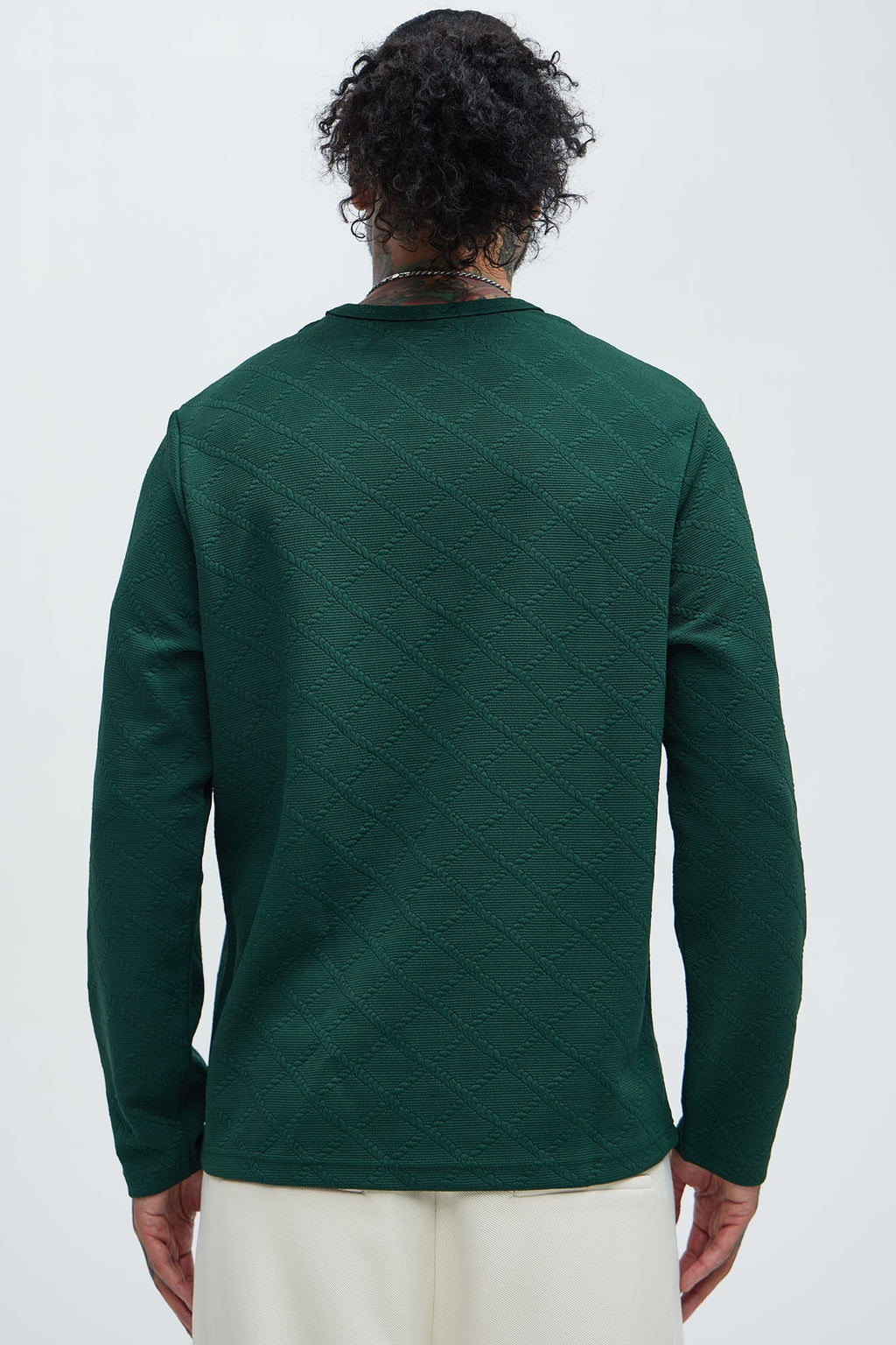 Lingo Textured Long Sleeve Tee - Green image 4