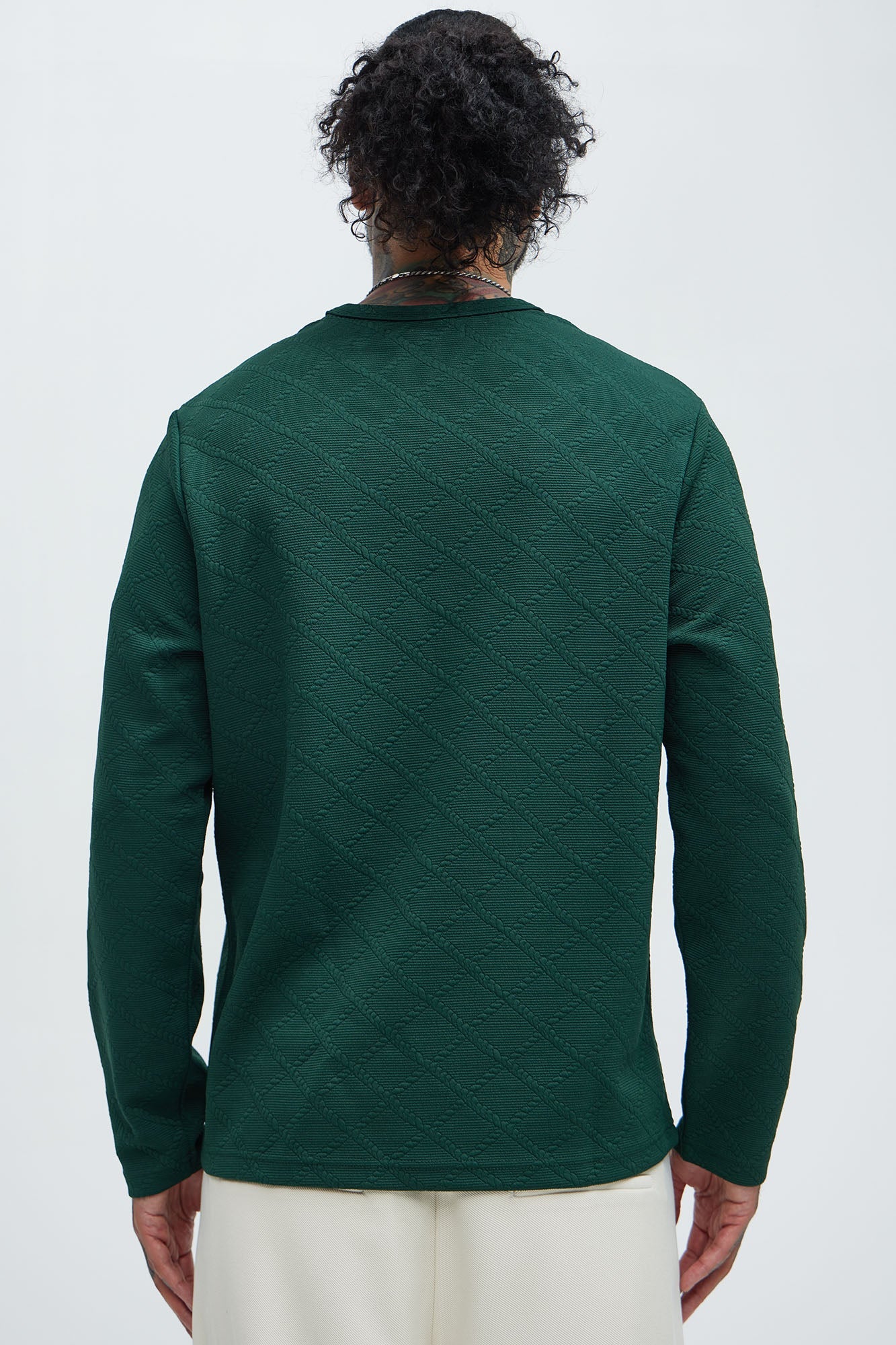 Lingo Textured Long Sleeve Tee - Green image 4
