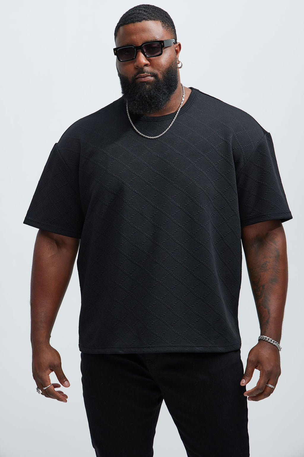 Lingo Textured Relaxed Tee - Black image 4