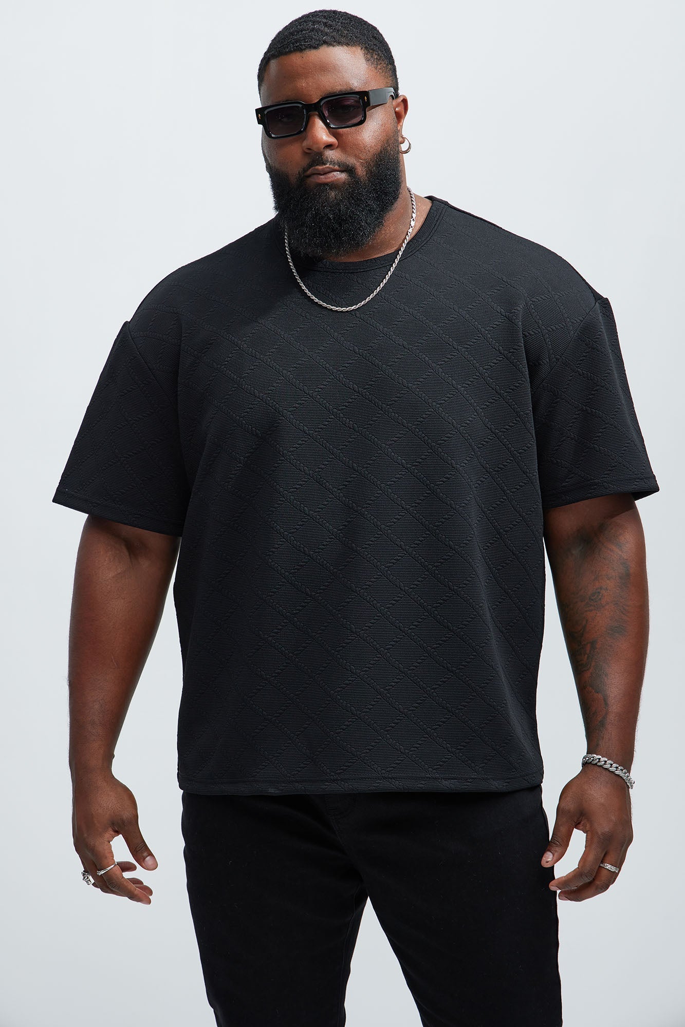Lingo Textured Relaxed Tee - Black image 4