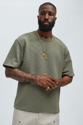 Lingo Textured Relaxed Tee - Olive image 1