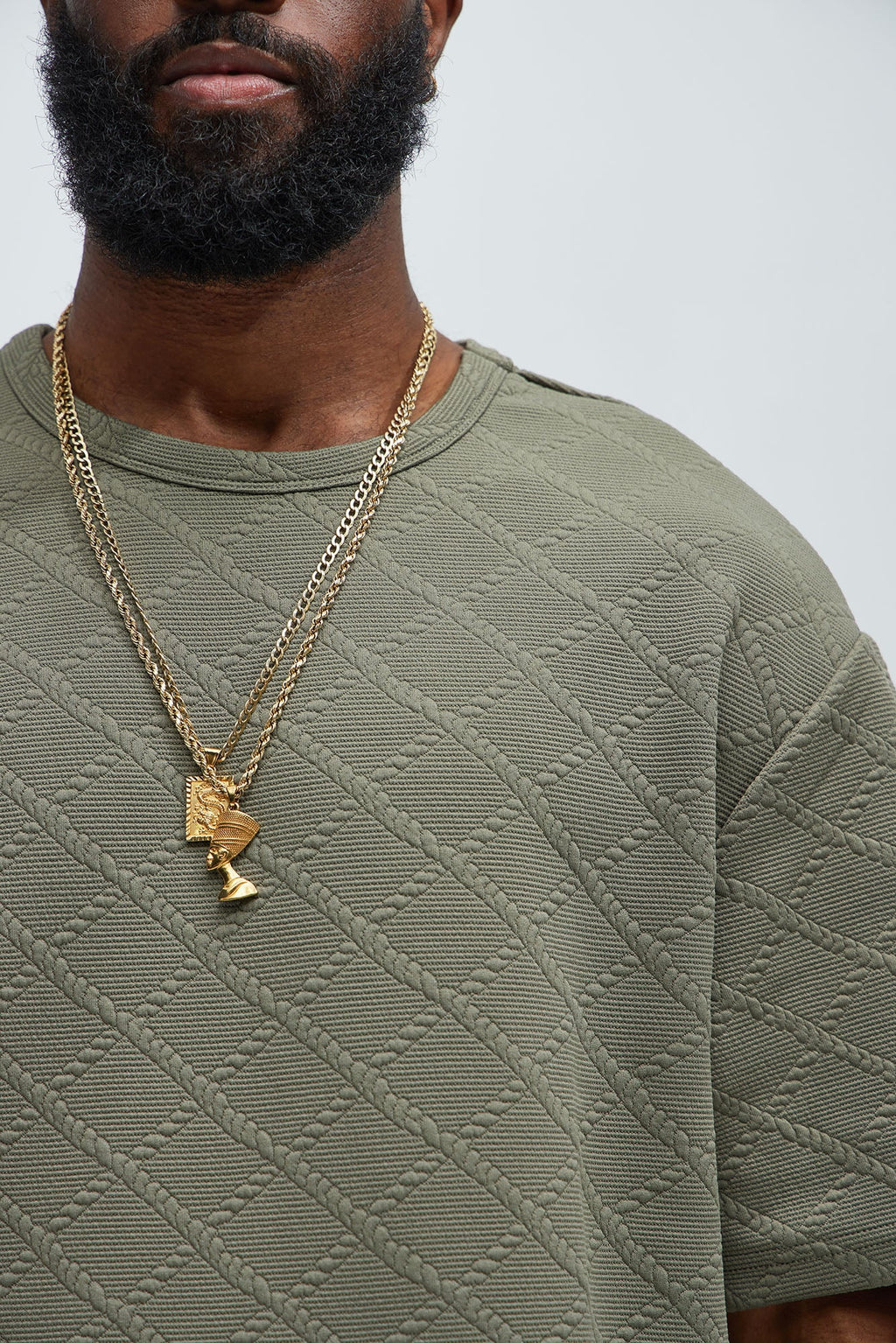 Lingo Textured Relaxed Tee - Olive image 3
