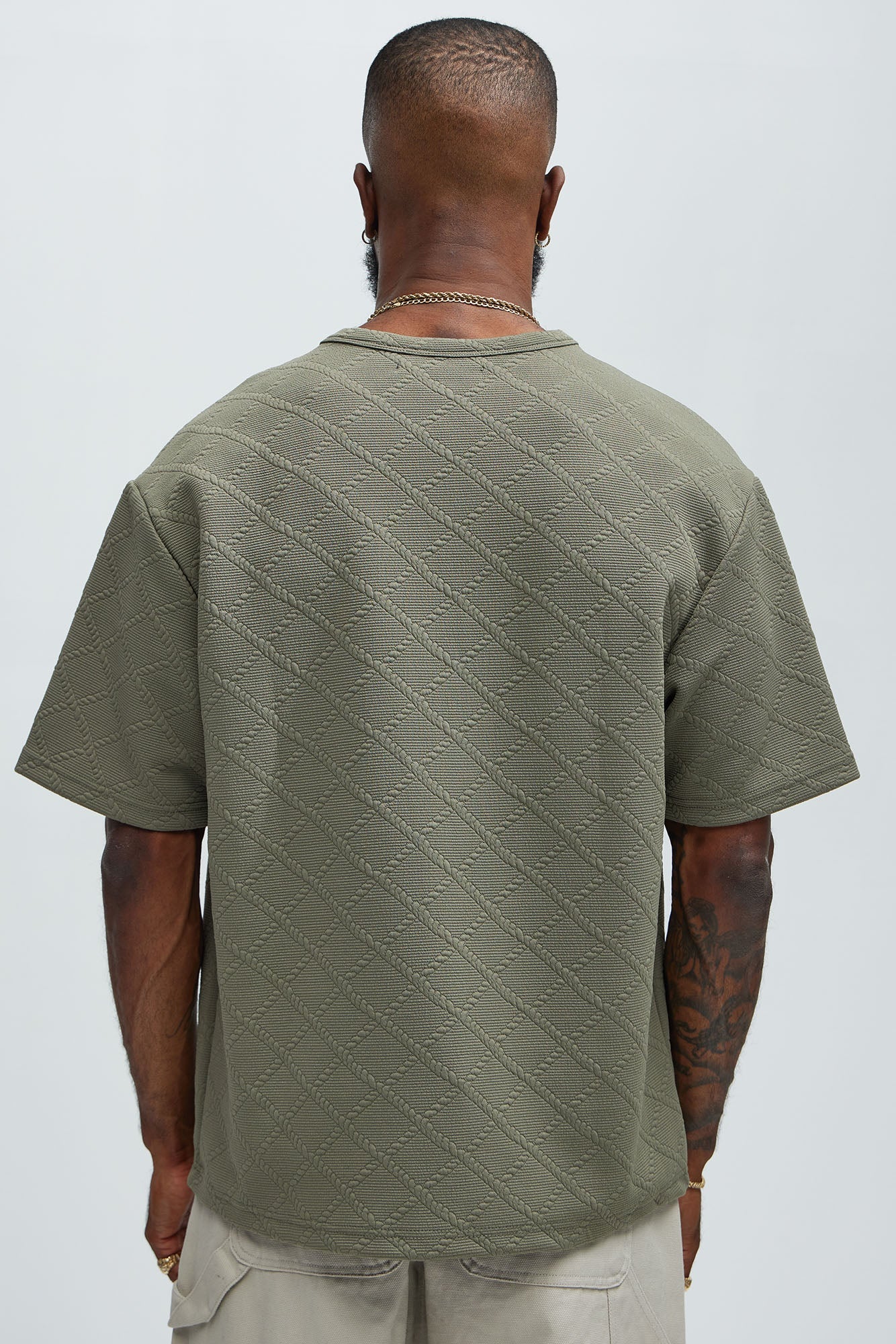 Lingo Textured Relaxed Tee - Olive image 4