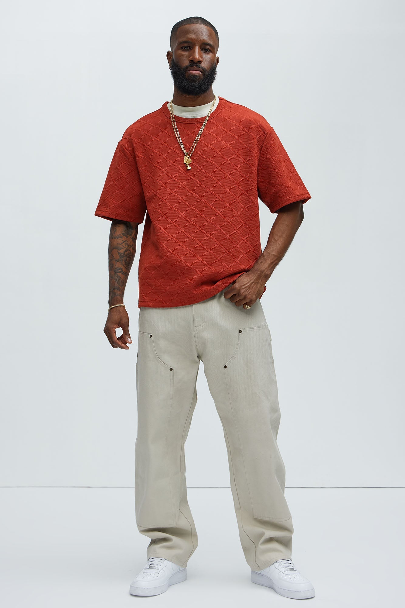 Lingo Textured Relaxed Tee - Rust image 2