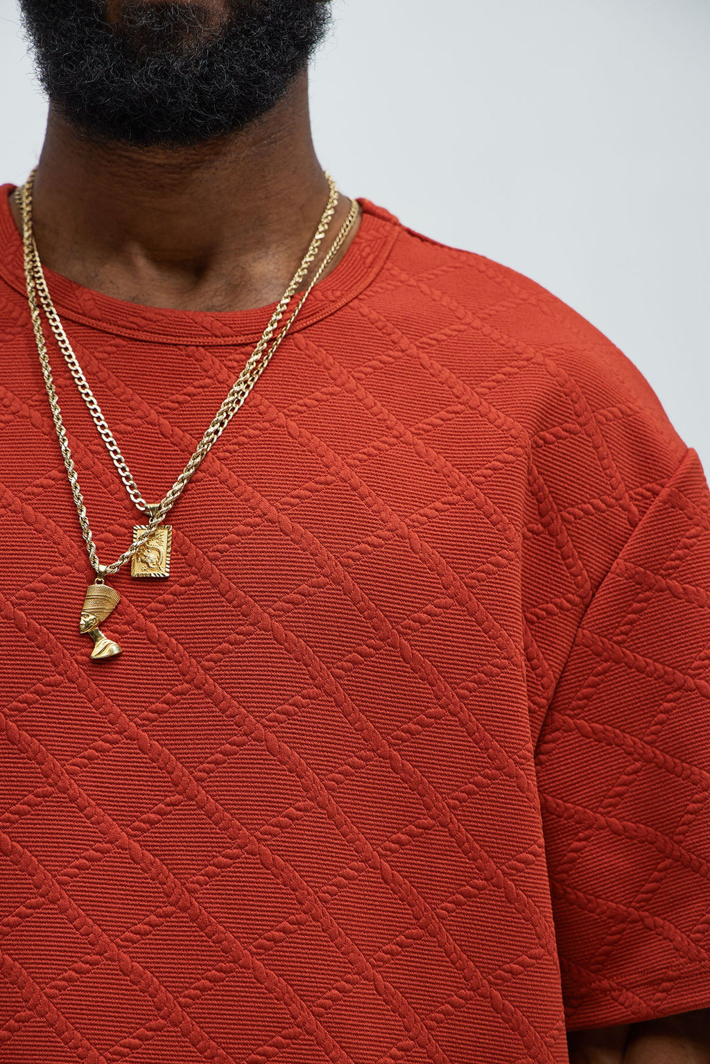 Lingo Textured Relaxed Tee - Rust image 3